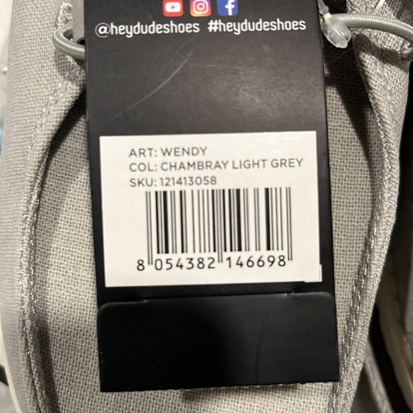 Hey Dude Wendy Chanbray Light Grey, two size 9, one size 8 - Picture 4 of 4